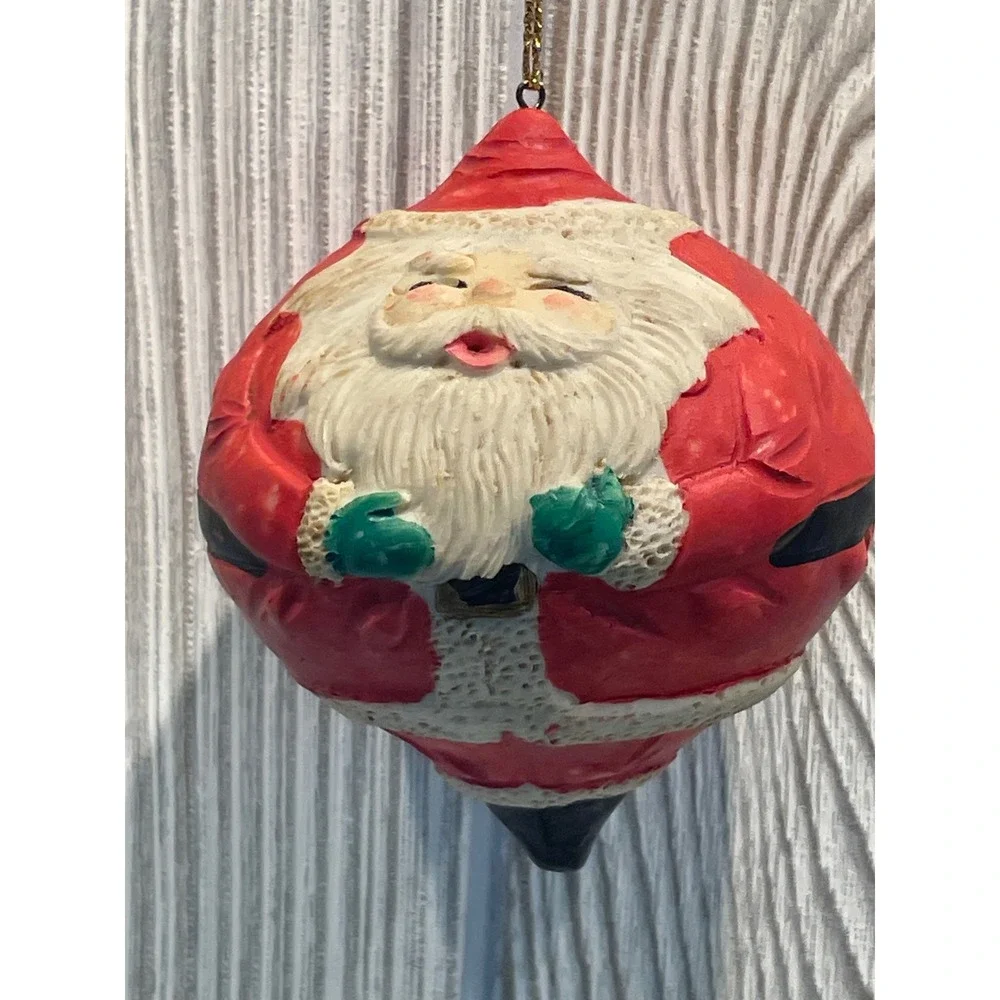 Santa Claus Christmas Ornament Red White Green Vintage Style Holiday Decor